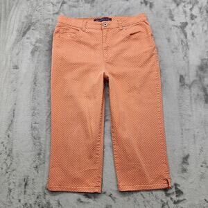 Gloria Vanderbilt Jeans Womens 10 Orange White Polka Dot Amanda Capri High Rise